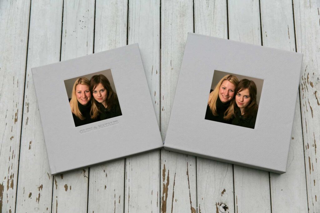 Photo album with 2 sisters photo studio photo